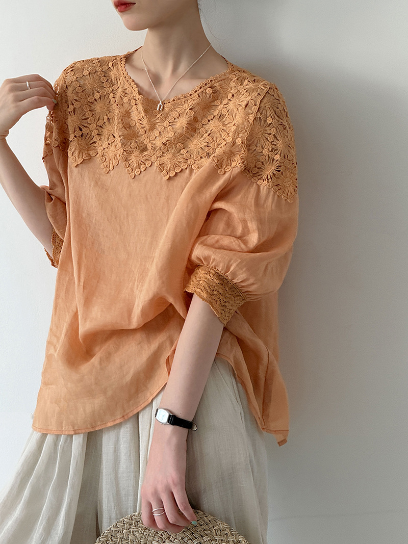 Women'S Fashion Jersey - Женские летние блузки из 100% льна