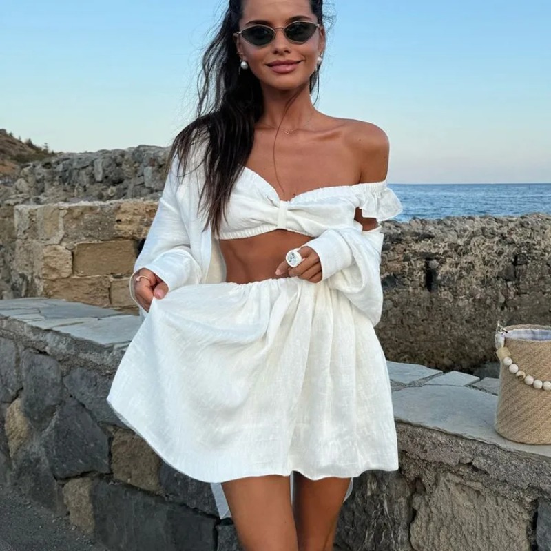 V Neck Cami Top - Майка с пышной мини-юбкой, комплект из