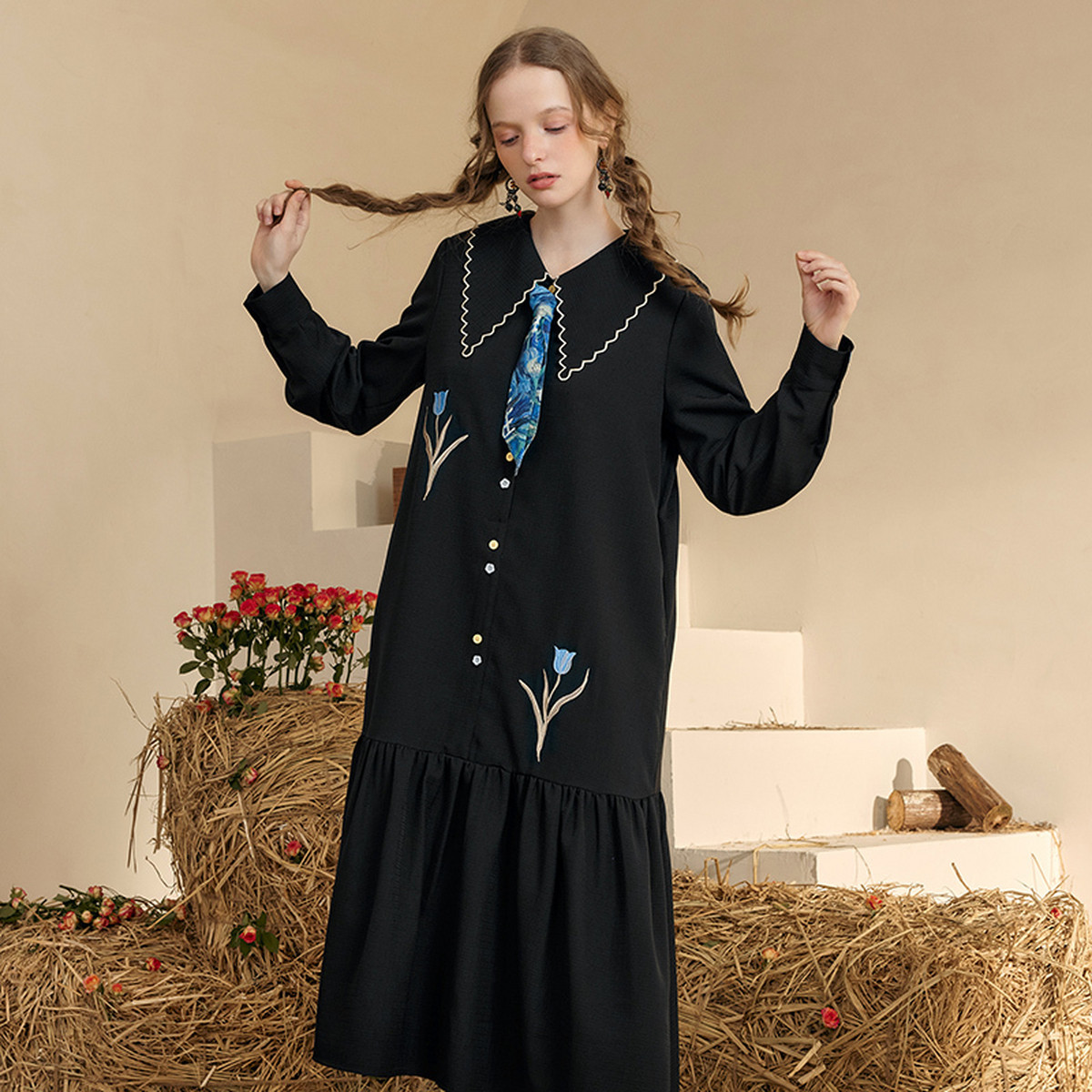 Women'S Fashion Petite - Платье с принтом «Ароматные ветви» и