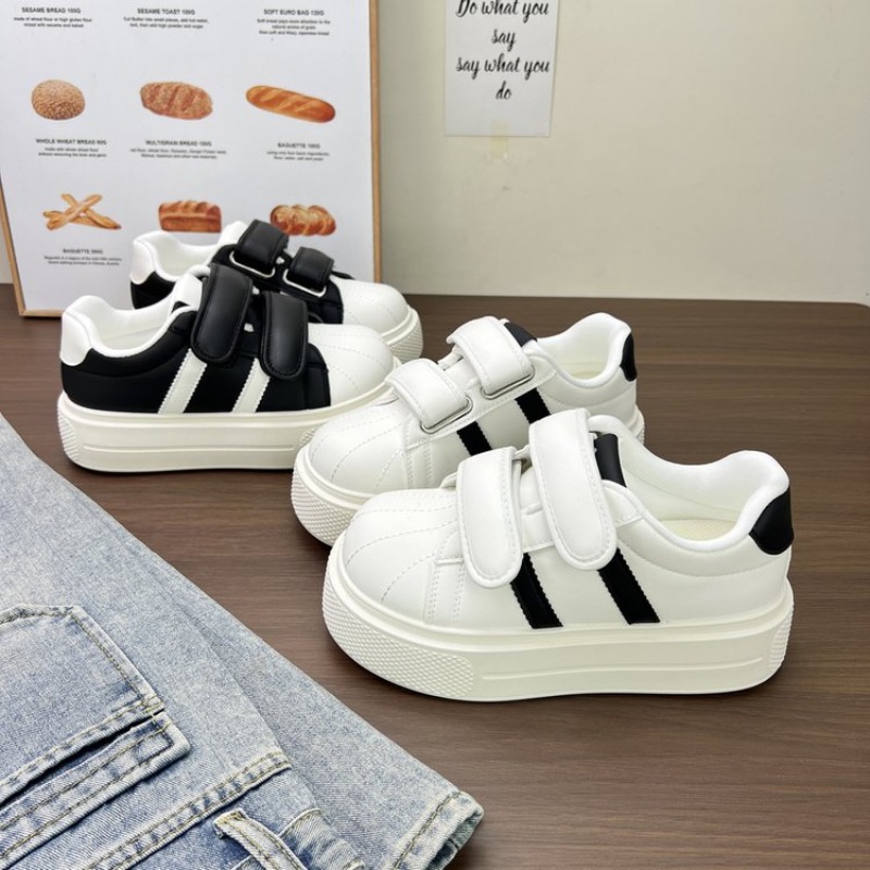Women'S Fashion Velcro Sneakers - Женские полосатые кроссовки на платформе с