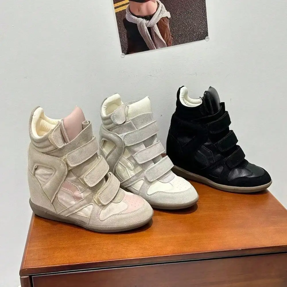 Women'S Fashion Velcro Sneakers - Женские кроссовки на скрытой танкетке с