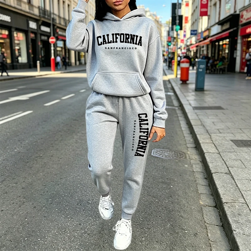 Women'S Fashion For 2026 - Городской повседневный модный костюм-двойка: худи и